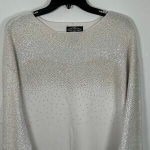 Oliver.O White Bedazzled/Beaded Sweater, Sz M